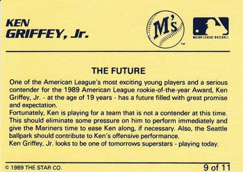 1989 Star Ken Griffey Jr. Blue-White Yellow Back #9 Ken Griffey Jr. Baseball Card Back Side