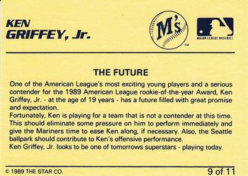 1989 Star Ken Griffey Jr. Blue-White Yellow Back #9 Ken Griffey Jr. Baseball Card Back Side 1989 Star Ken Griffey Jr. Blue-White Yellow Back #9 Ken Griffey Jr. Baseball Card Back Side
