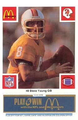 1986 McDonald's Buccaneers #8 Steve Young Rookie Card