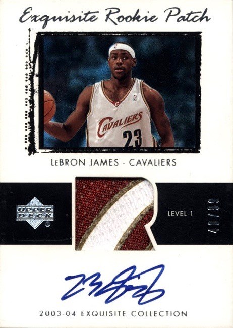 2003 Upper Deck Exquisite Collection Autograph Patch #78 Lebron James Rookie Card 2003 Upper Deck Exquisite Collection Autograph Patch #78 Lebron James Rookie Card