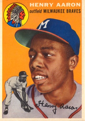 1954 Topps #128 Hank Aaron Rookie Card 1954 Topps #128 Hank Aaron Rookie Card