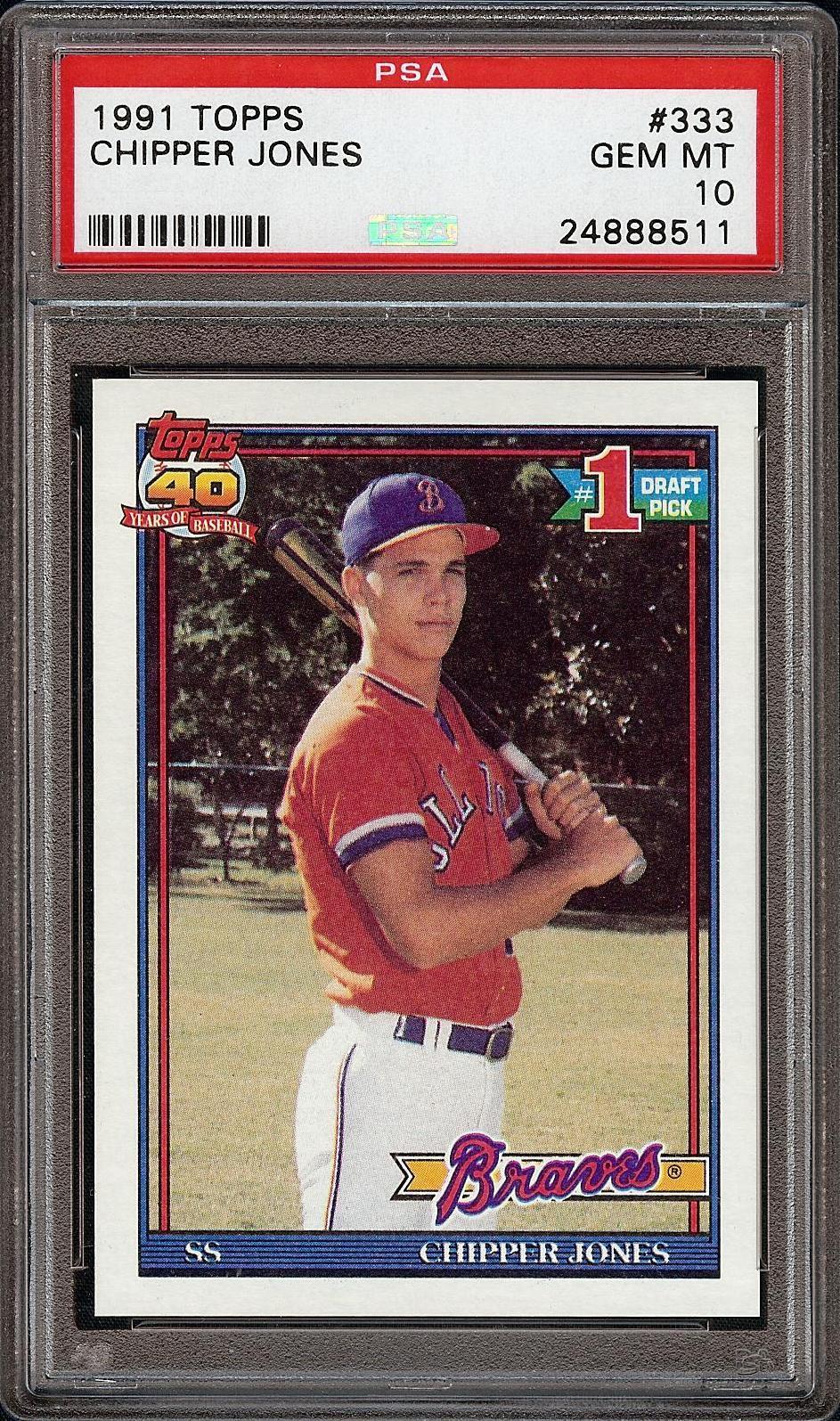 1991 Topps Chipper Jones Baseball Card Graded PSA 10