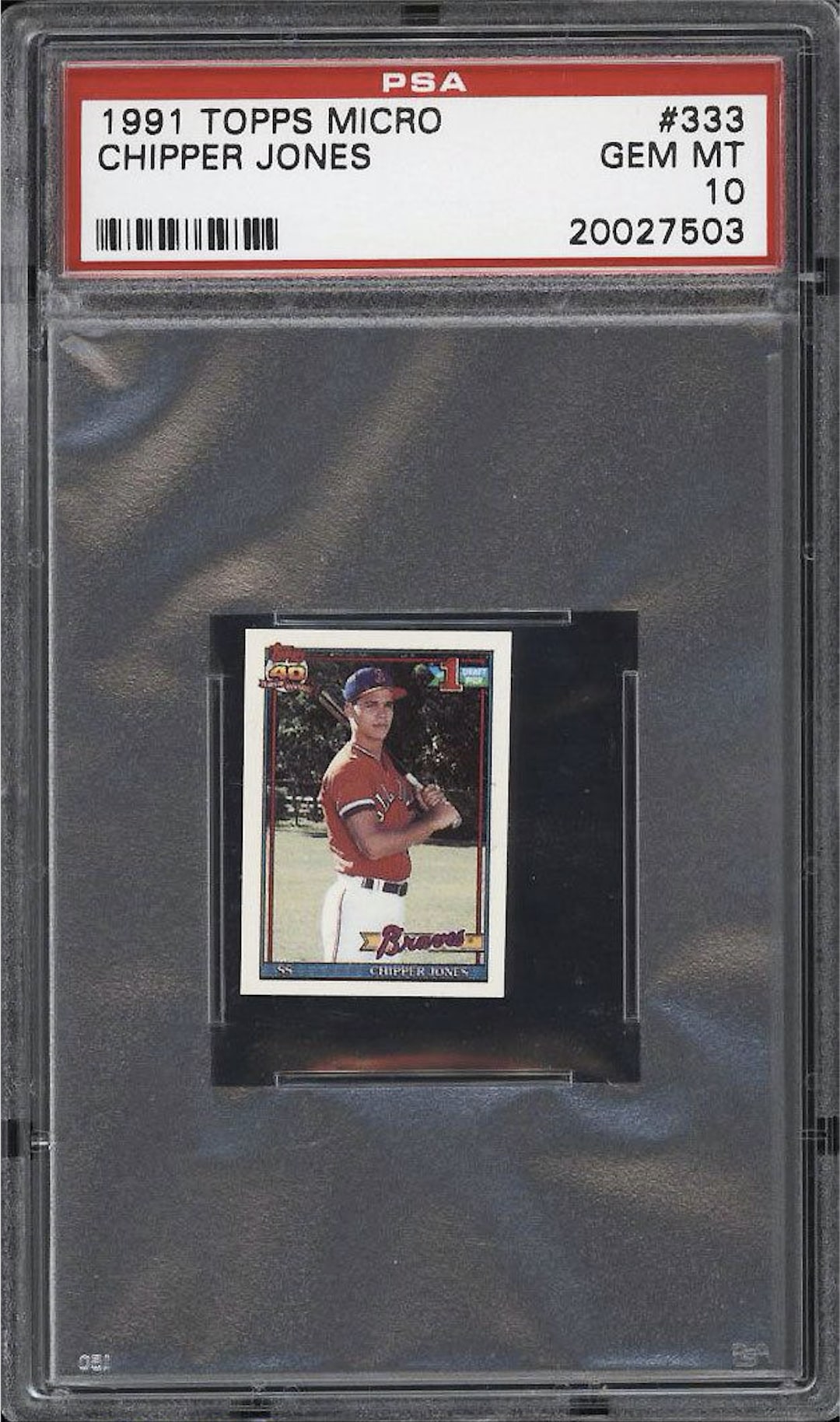 1991 Topps Micro #333 Chipper Jones Rookie Card 1991 Topps Micro #333 Chipper Jones Rookie Card