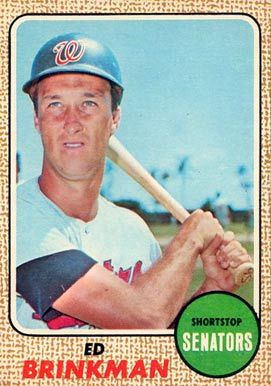 1968 Topps #49 Ed Brinkman Baseball Card With Team Name In White Letters 1968 Topps #49 Ed Brinkman Baseball Card With Team Name In White Letters