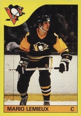 1985 O-Pee-Chee Box Bottoms #1 Mario Lemieux Hockey Card