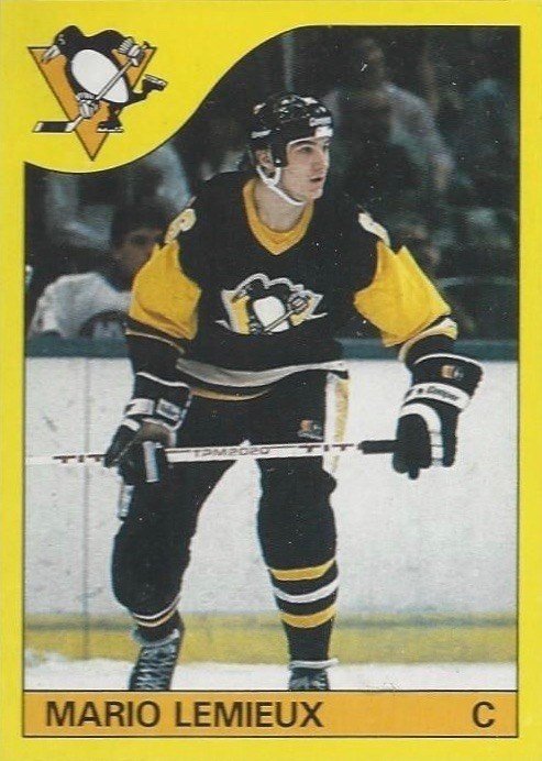 1985 Topps Box Bottoms I Mario Lemieux Hockey Card