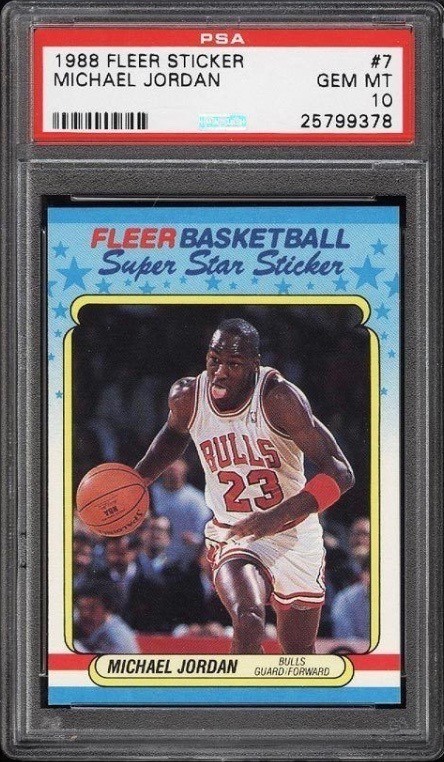 1988 Fleer Sticker Michael Jordan #7 Graded PSA 10 GEM MINT