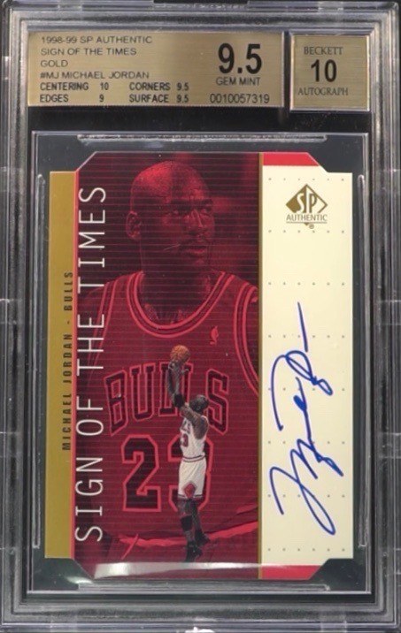 1998 SP Authentic Sign Of Times Gold Die Cut Michael Jordan Card AUTO Graded BGS 9.5