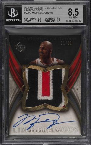 2006 Exquisite Collection Limit Logos Michael Jordan Card AUTO PATCH :50 BGS 8.5