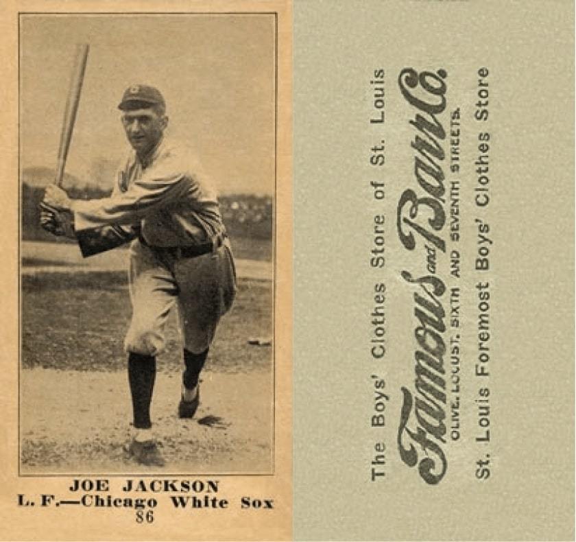 1916 Famous & Barr #86 Joe Jackson Baseball Card