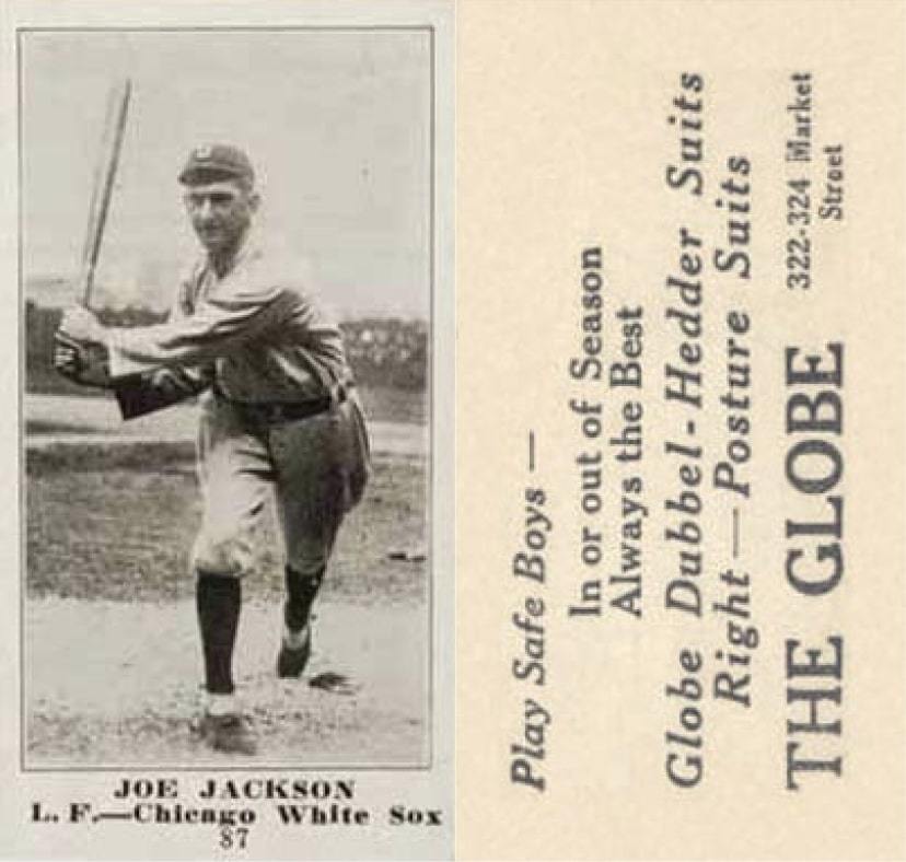 1916 Globe Clothing Store #87 Joe Jackson Baseball Card