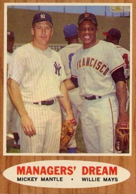 1962 Topps #18 Managers Dream Mantle and Mays Baseball Card 1962 Topps #18 Managers Dream Mantle and Mays Baseball Card
