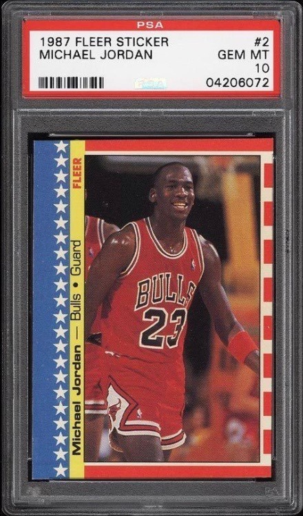 1987 Fleer Sticker #2 Michael Jordan Basketball Card