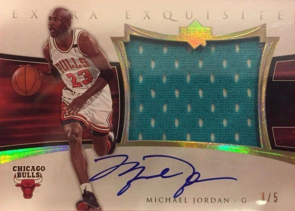 2004-05 Extra Exquisite Michael Jordan Card Featuring An Autograph and Game Worn All-Star Jersey Piece