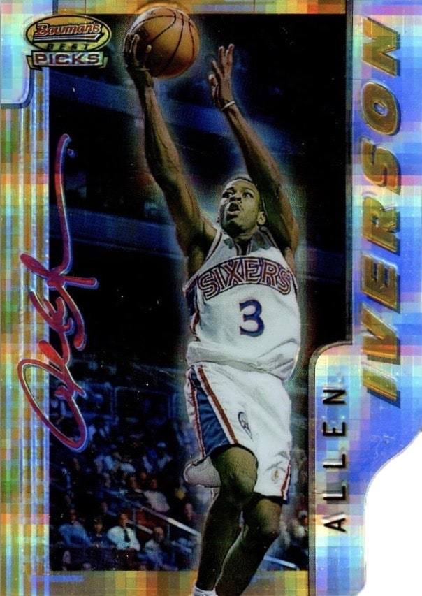 1996 Bowman's Best Picks Atomic Refractor #9 Allen Iverson Basketball Card