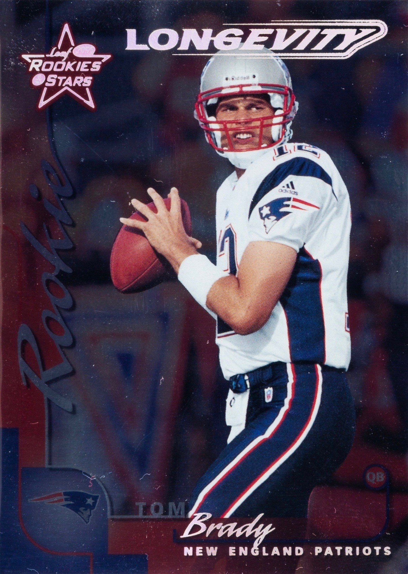 2000 Leaf Rookies and Stars Longevity #134 Tom Brady Rookie Card 2000 Leaf Rookies and Stars Longevity #134 Tom Brady Rookie Card