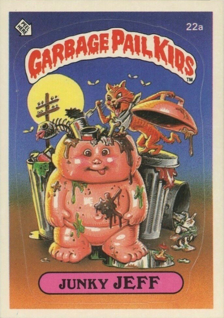 1985 Garbage Pail Kids Card #22a Junky Jeff