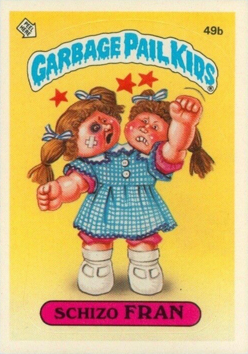 1985 Garbage Pail Kids Card #49b Schizo Fran