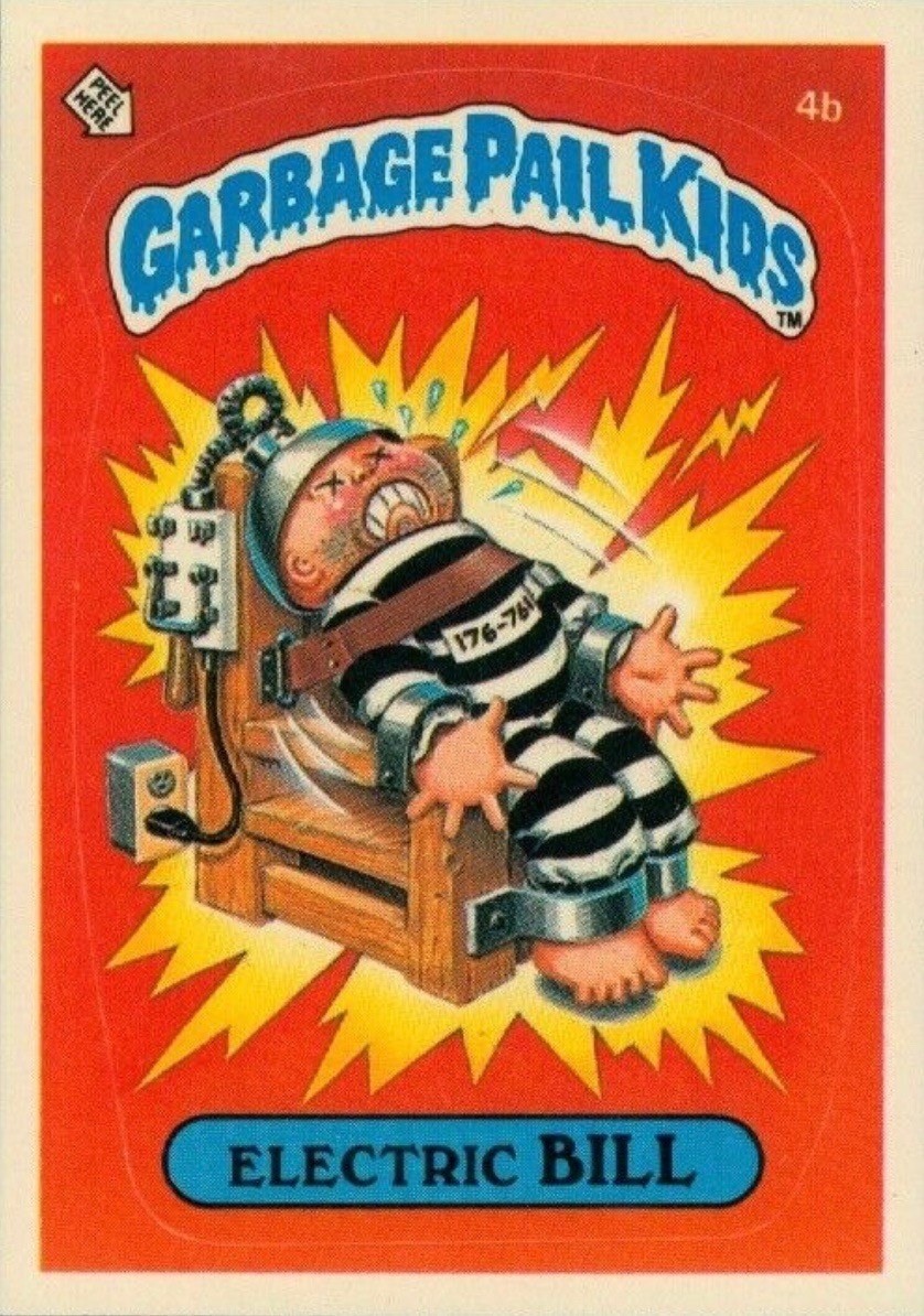 1985 Garbage Pail Kids Card #4b Electric Bill