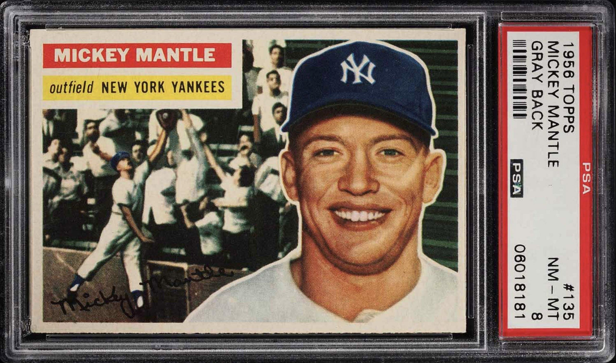 1956 Topps #135 Mickey Mantle Graded PSA 8 Condition