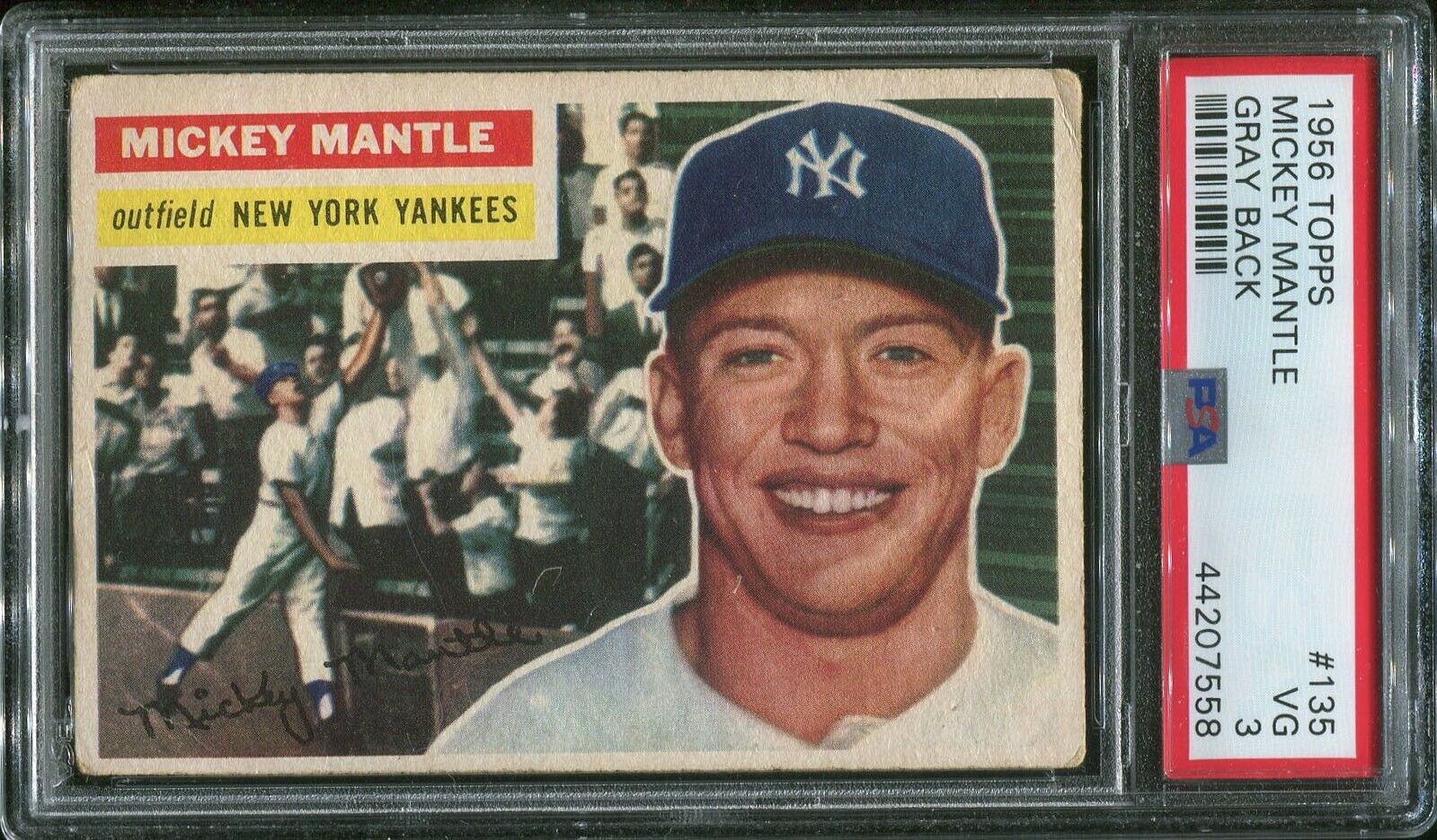 1956 Topps Mickey Mantle Graded PSA 3 Condition