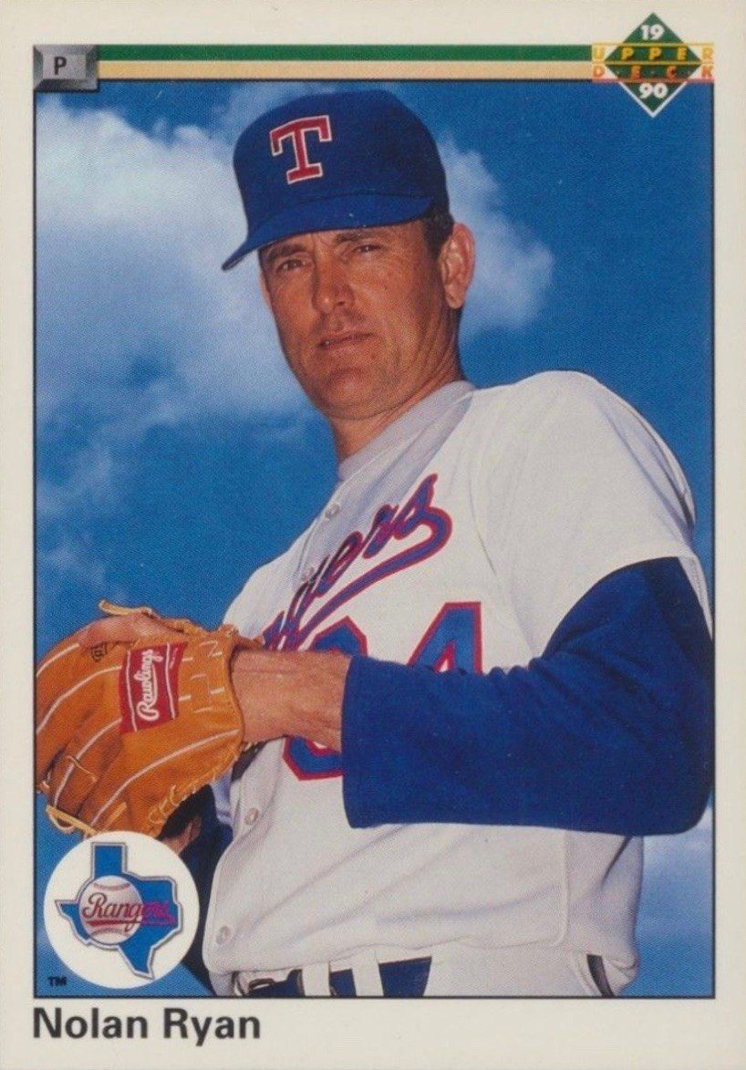 1990 Upper Deck #734 Nolan Ryan Without Stripe Baseball Card 1990 Upper Deck #734 Nolan Ryan Without Stripe Baseball Card