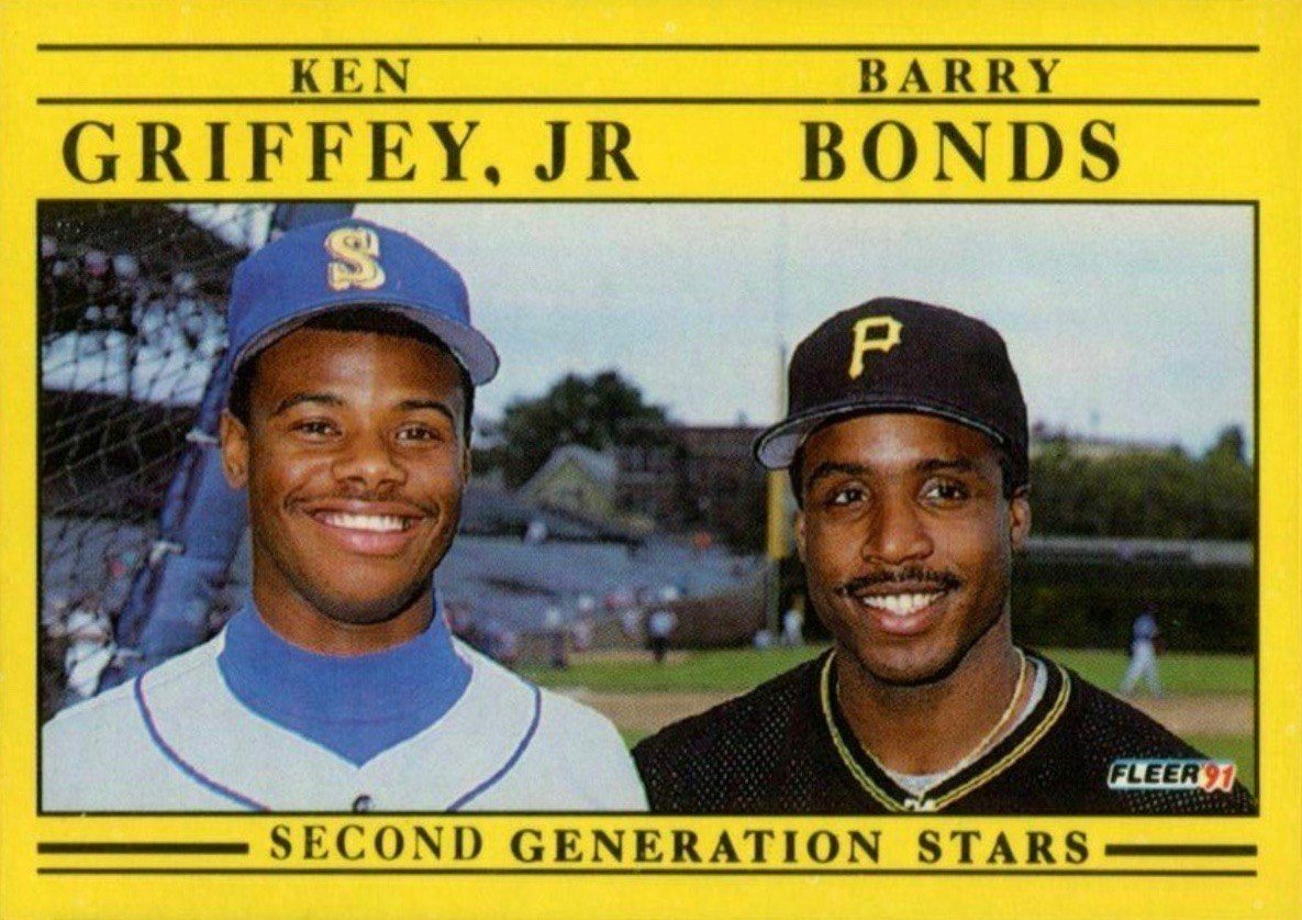 1991 Fleer #710 Ken Griffey Jr and Barry Bonds Baseball Card 1991 Fleer #710 Ken Griffey Jr and Barry Bonds Baseball Card