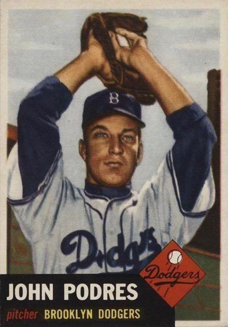 1953 Topps #263 Johnny Podres Rookie Card 1953 Topps #263 Johnny Podres Rookie Card