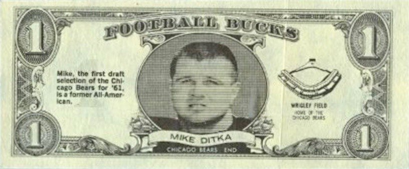 1962 Topps Bucks #47 Mike Ditka Football Card 1962 Topps Bucks #47 Mike Ditka Football Card