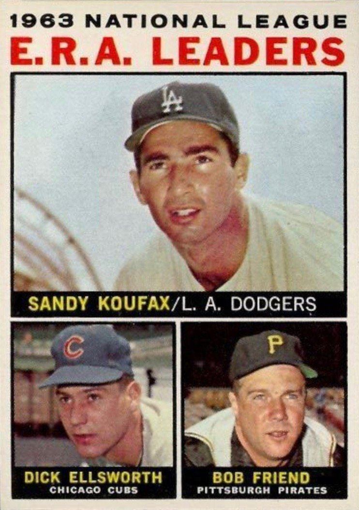 1964 Topps #1 N.L. ERA Leaders Sandy Koufax Baseball Card 1964 Topps #1 N.L. ERA Leaders Sandy Koufax Baseball Card