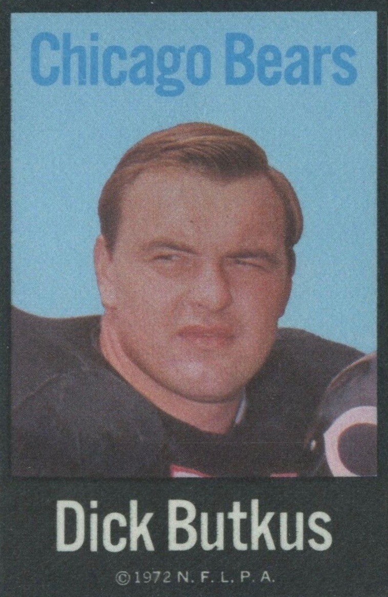 1972 NLFPA Iron Ons Dick Butkus Football Cards