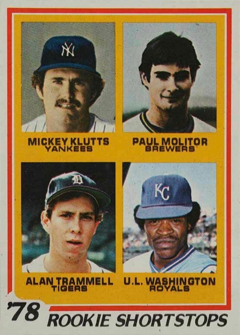 1978 Topps #707 Paul Molitor and Alan Trammell Rookie Card