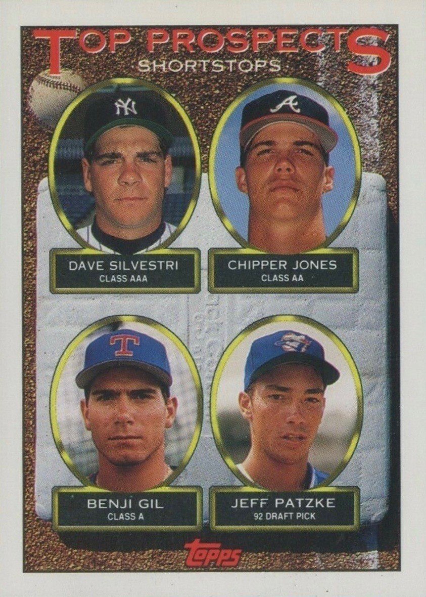 1993 Topps #529 Shortstop Prospects With Chipper Jones Baseball Card 1993 Topps #529 Shortstop Prospects With Chipper Jones Baseball Card