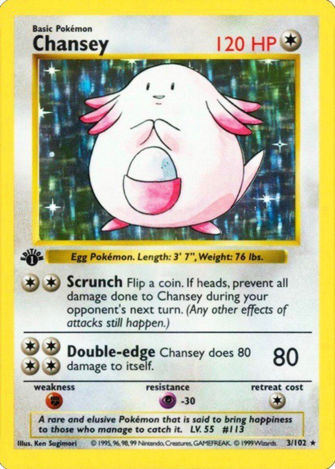 1999 Pokemon First Edition Chansey Card #3
