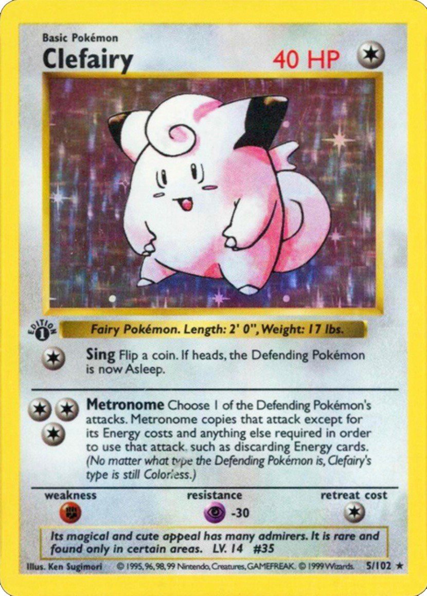 1999 Pokemon First Edition Clefairy Card #5