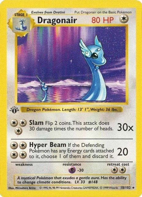 1999 Pokemon First Edition Dragonair Card #18 1999 Pokemon First Edition Dragonair Card #18