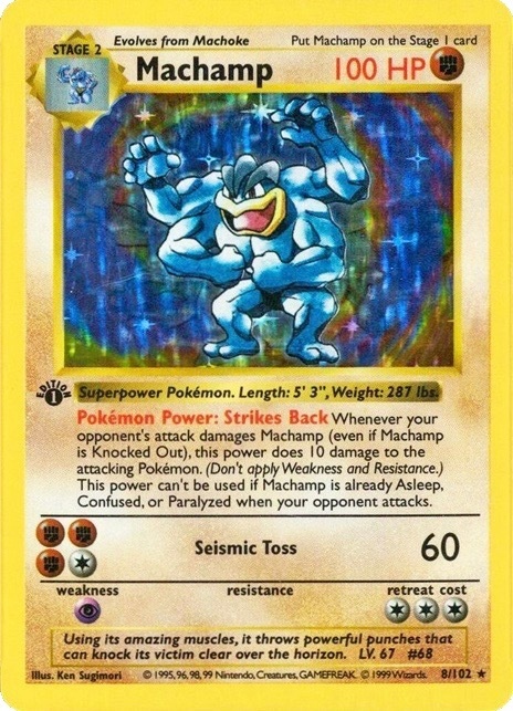 1999 Pokemon First Edition Machamp Card #8 1999 Pokemon First Edition Machamp Card #8