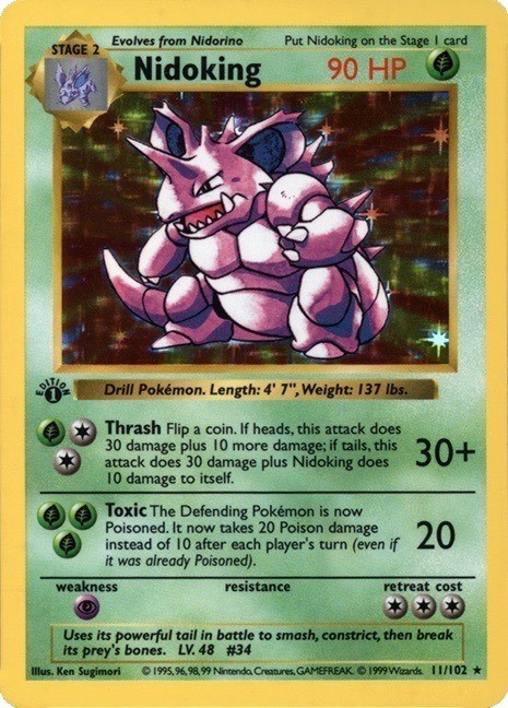 1999 Pokemon First Edition Nidoking Card #11 1999 Pokemon First Edition Nidoking Card #11