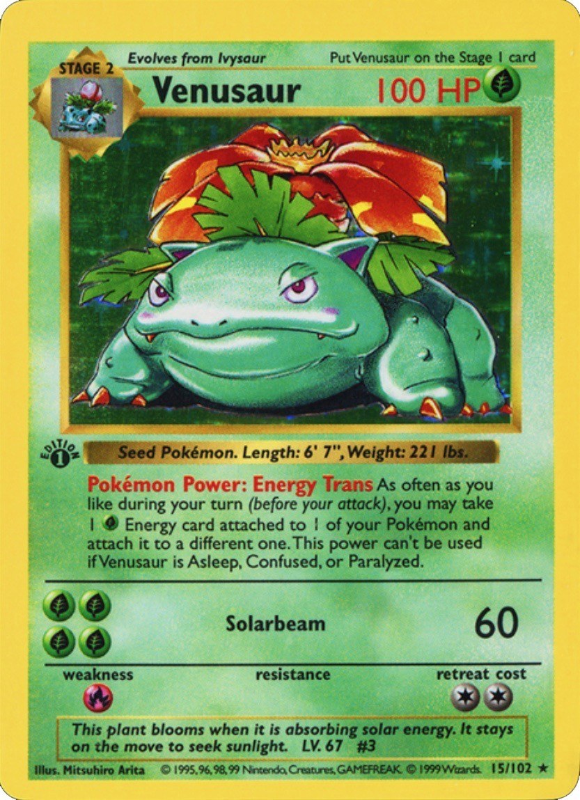 1999 Pokemon First Edition Venusaur Card #15