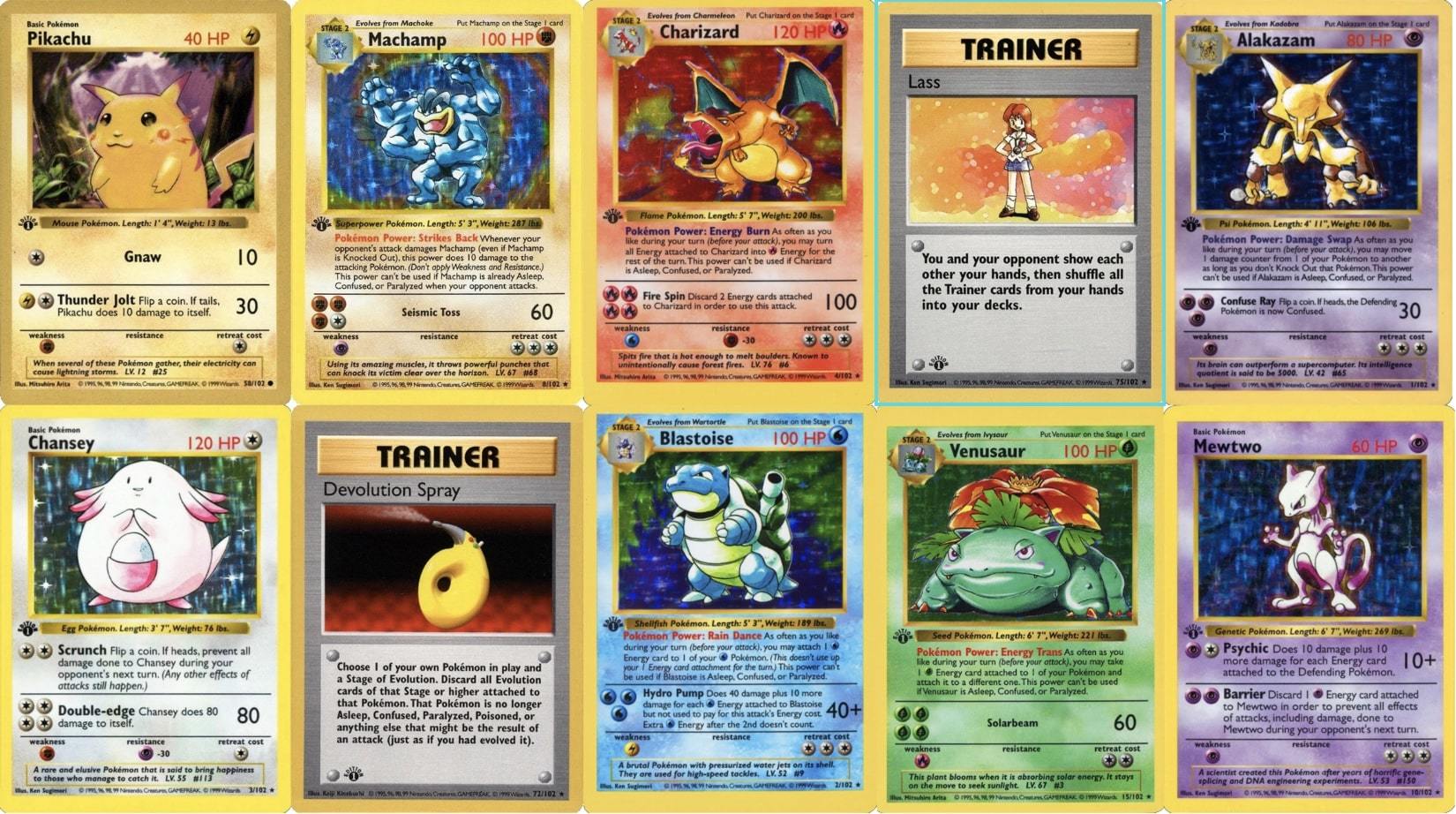 Holographic 10 Random Pokemon Cards GUARANTEED 1st Edition or Rare 