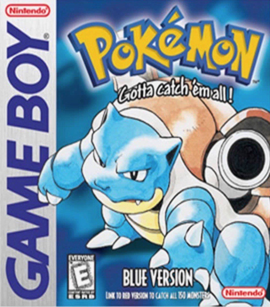 Pokémon Blue Game Boy Game Box Art Featuring Blastoise