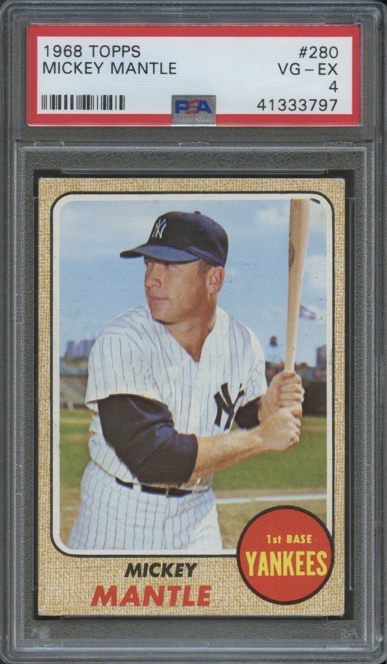 1968 Topps Mickey Mantle Card Graded in PSA 4 Condition