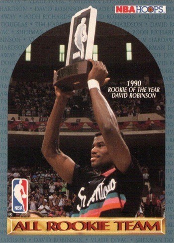 1990 NBA Hoops All Rookie Team Basketball Card With David Robinson