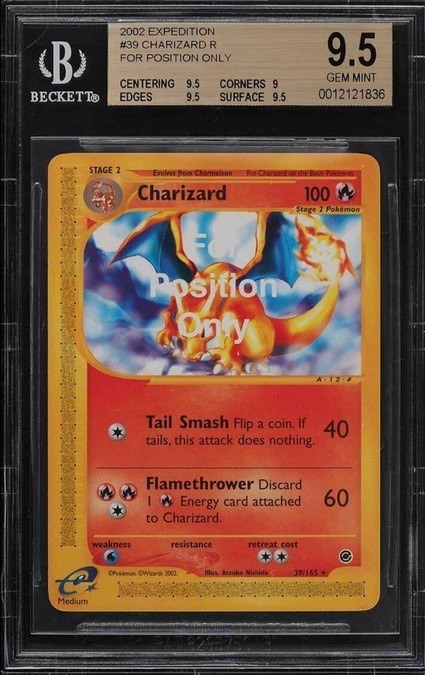 2002 Pokemon Expedition For Position Only Charizard #39 BGS 9.5 GEM MINT 2002 Pokemon Expedition For Position Only Charizard #39 BGS 9.5 GEM MINT