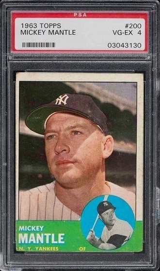 1963 Topps Mickey Mantle Card Graded in PSA 4 Condition