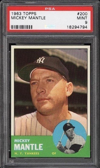 1963 Topps Mickey Mantle Card Graded in PSA 9 Condition
