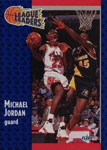 1991 Fleer #220 Michael Jordan League Leaders Card 1991 Fleer #220 Michael Jordan League Leaders Card