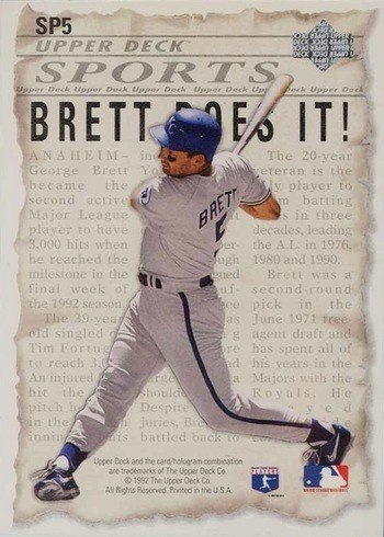 1993 Upper Deck #SP5 George Brett 3000 Hits Baseball Card