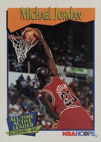 1991 NBA Hoops #536 Michael Jordan All Time Active Scoring Leader Basketball Card
