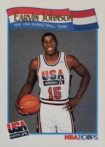 1991 NBA Hoops #578 Magic Johnson Olympics Dream Team Basketball Card